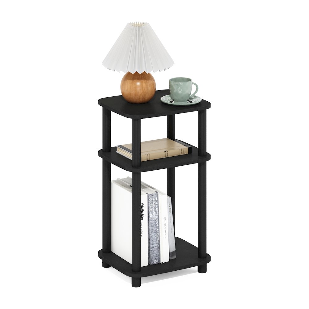 Just 3-Tier Turn-N-Tube Curve End Table, Side Table, 1-Pack, Americano/Black. Picture 5