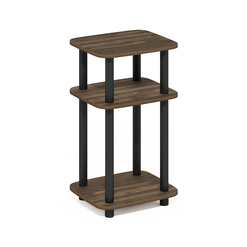 3-Tier Turn-N-Tube Curve End Table, Side Table, 1-Pack, Columbia Walnut/Black. Picture 1