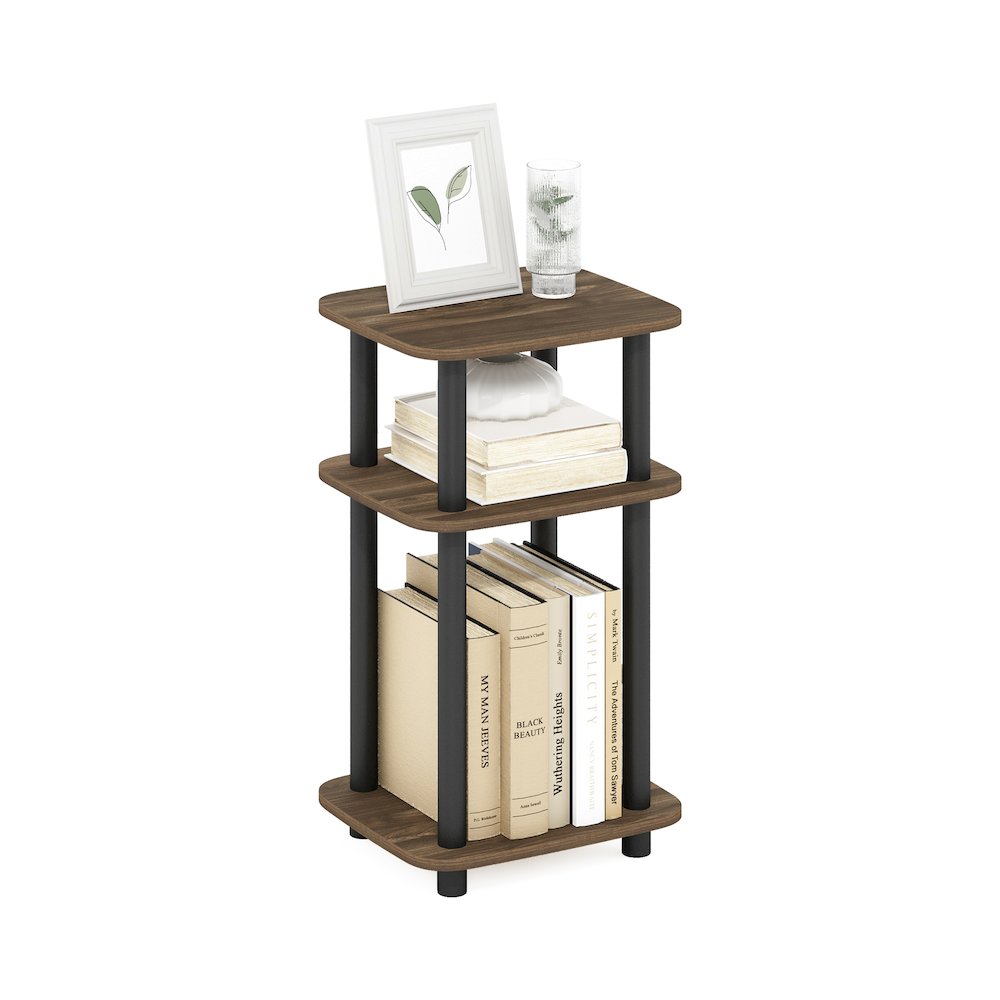 3-Tier Turn-N-Tube Curve End Table, Side Table, 1-Pack, Columbia Walnut/Black. Picture 5