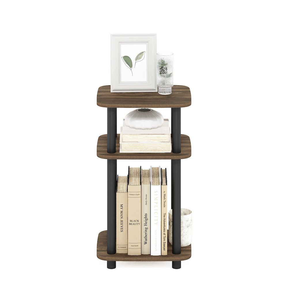 3-Tier Turn-N-Tube Curve End Table, Side Table, 1-Pack, Columbia Walnut/Black. Picture 6
