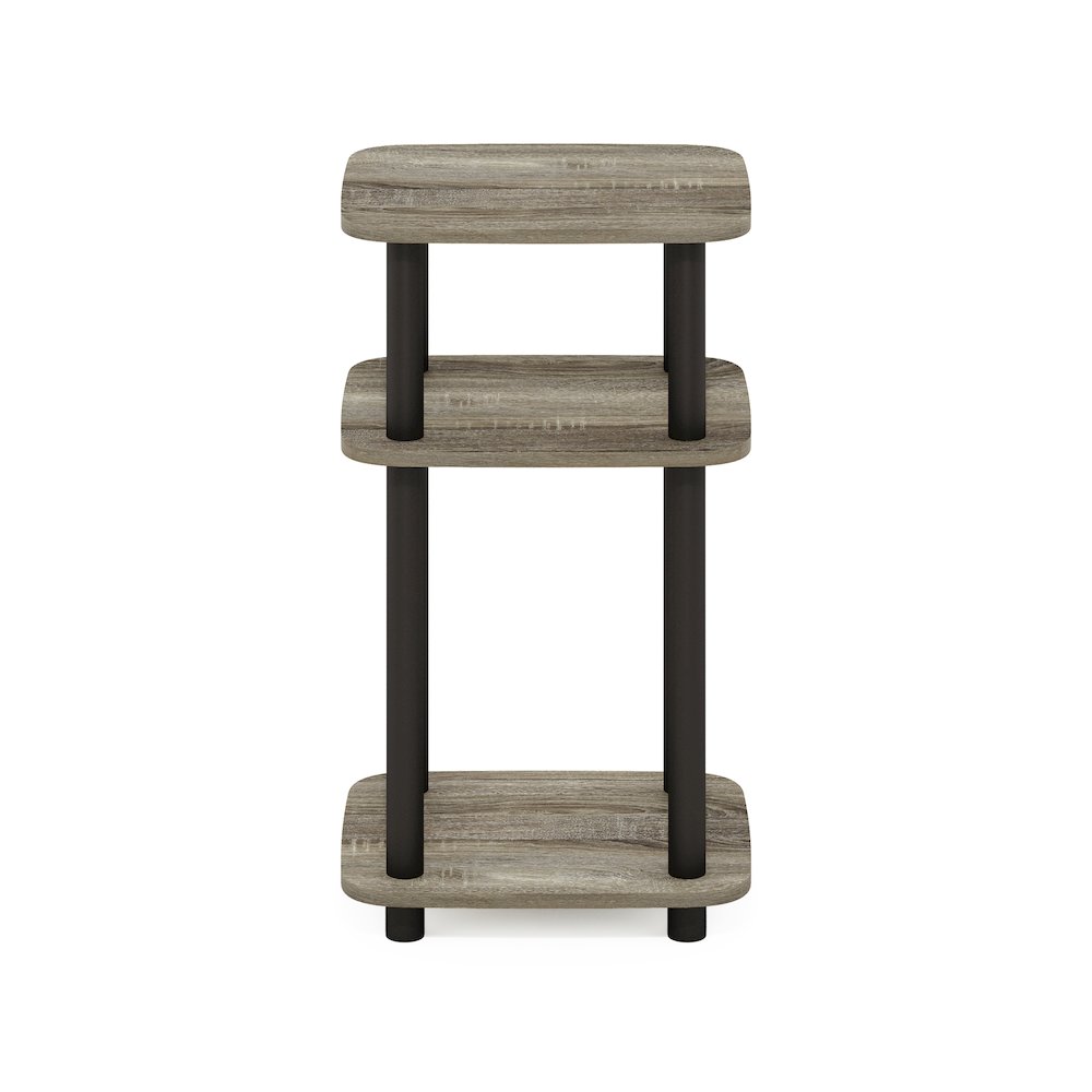 JUST Night Stand, 3-Tier Turn-N-Tube, Round Curve Corner Side Table, French Oak. Picture 3