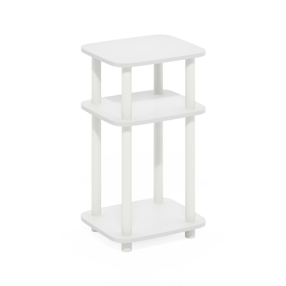 Just 3-Tier Turn-N-Tube Curve End Table, Side Table, 1-Pack, White/White. Picture 1