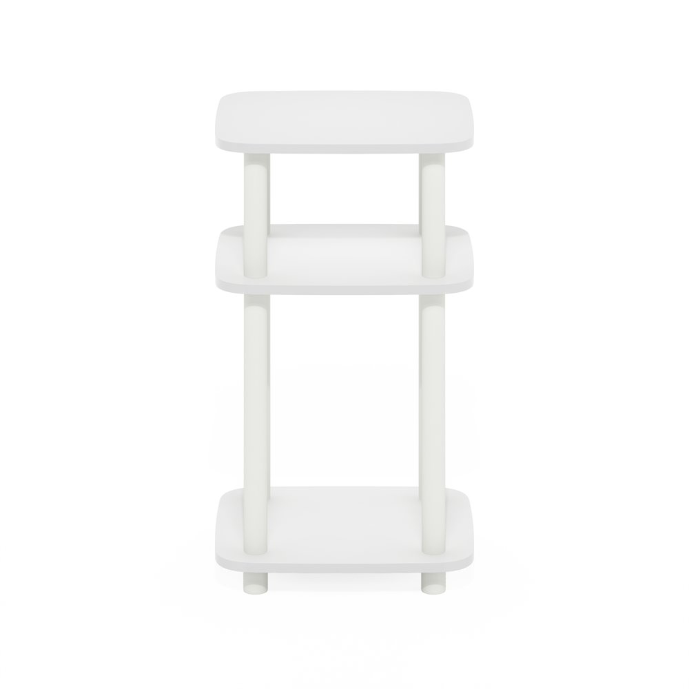 Just 3-Tier Turn-N-Tube Curve End Table, Side Table, 1-Pack, White/White. Picture 4