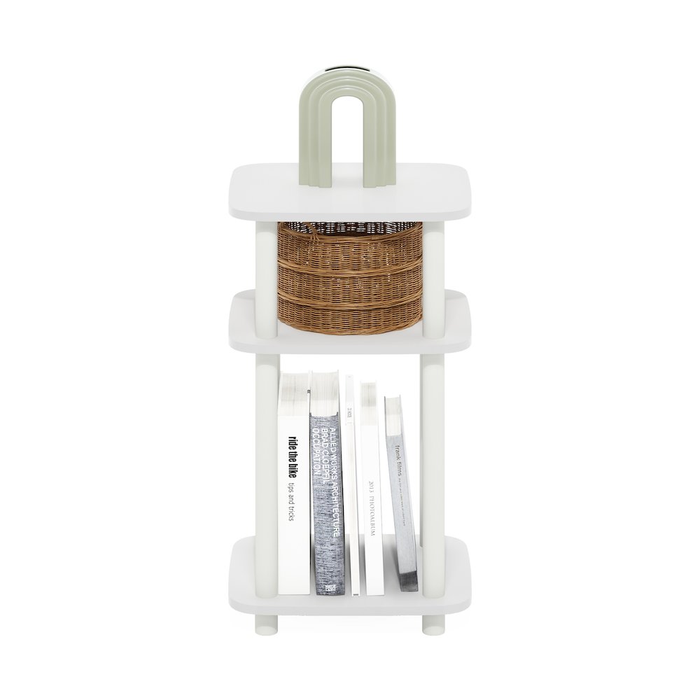 Just 3-Tier Turn-N-Tube Curve End Table, Side Table, 1-Pack, White/White. Picture 6