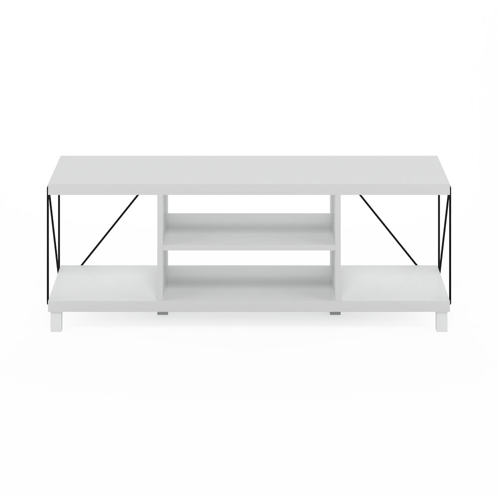 Industrial Style TV Stand, Entertainment Center for 50 inch TV, White. Picture 4