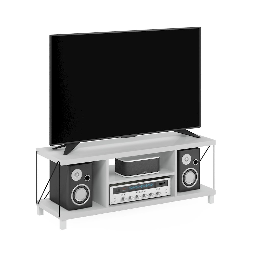 Industrial Style TV Stand, Entertainment Center for 50 inch TV, White. Picture 5