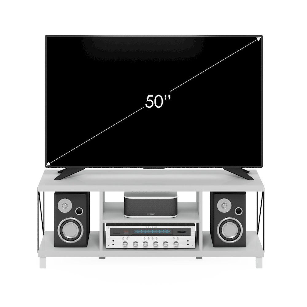 Industrial Style TV Stand, Entertainment Center for 50 inch TV, White. Picture 6