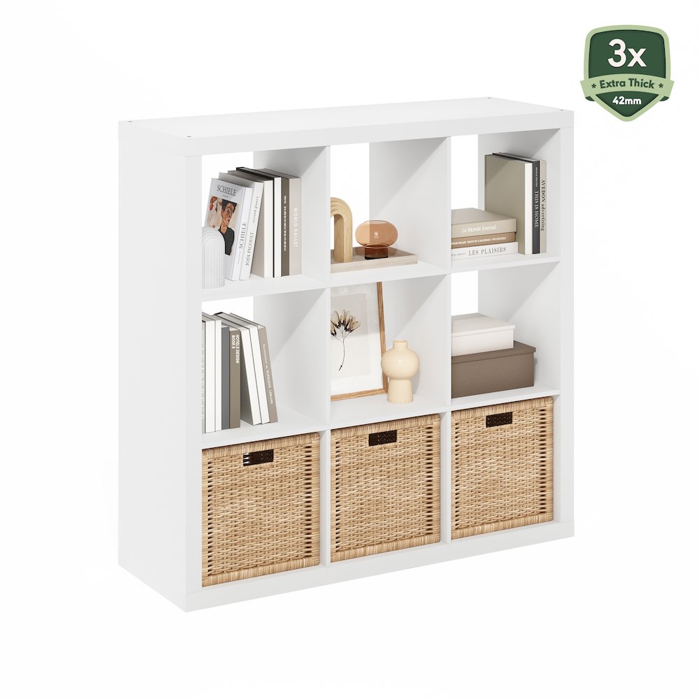 Cubicle Extra Thick Frame Decorative Cube Storage Organizer, 12-Cube, Dark Oak. Picture 5