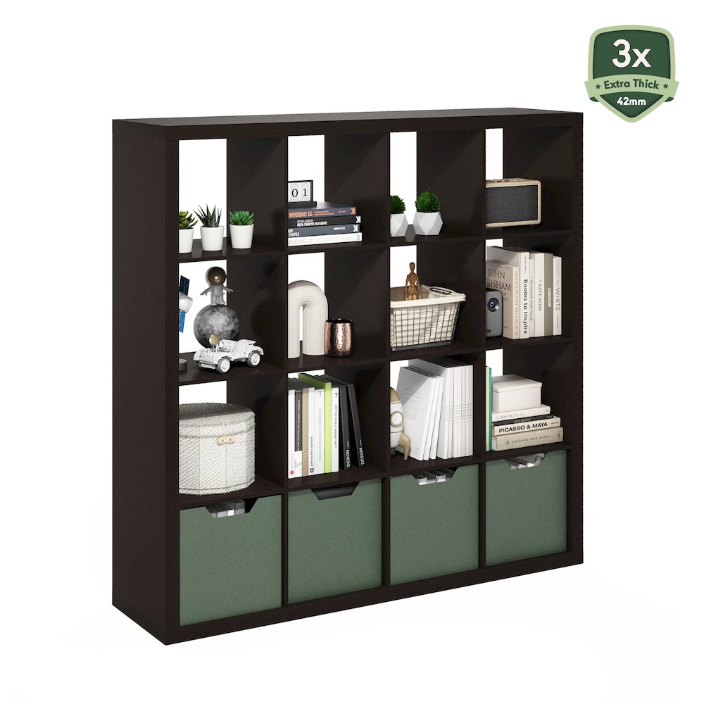 Cubicle Extra Thick Frame Decorative Cube Storage Organizer, 16-Cube, White. Picture 5