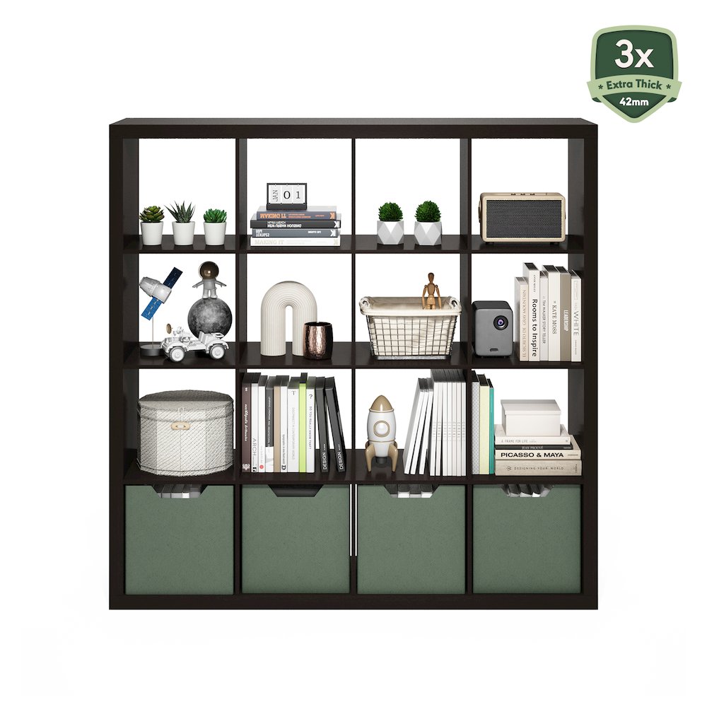 Cubicle Extra Thick Frame Decorative Cube Storage Organizer, 16-Cube, White. Picture 6