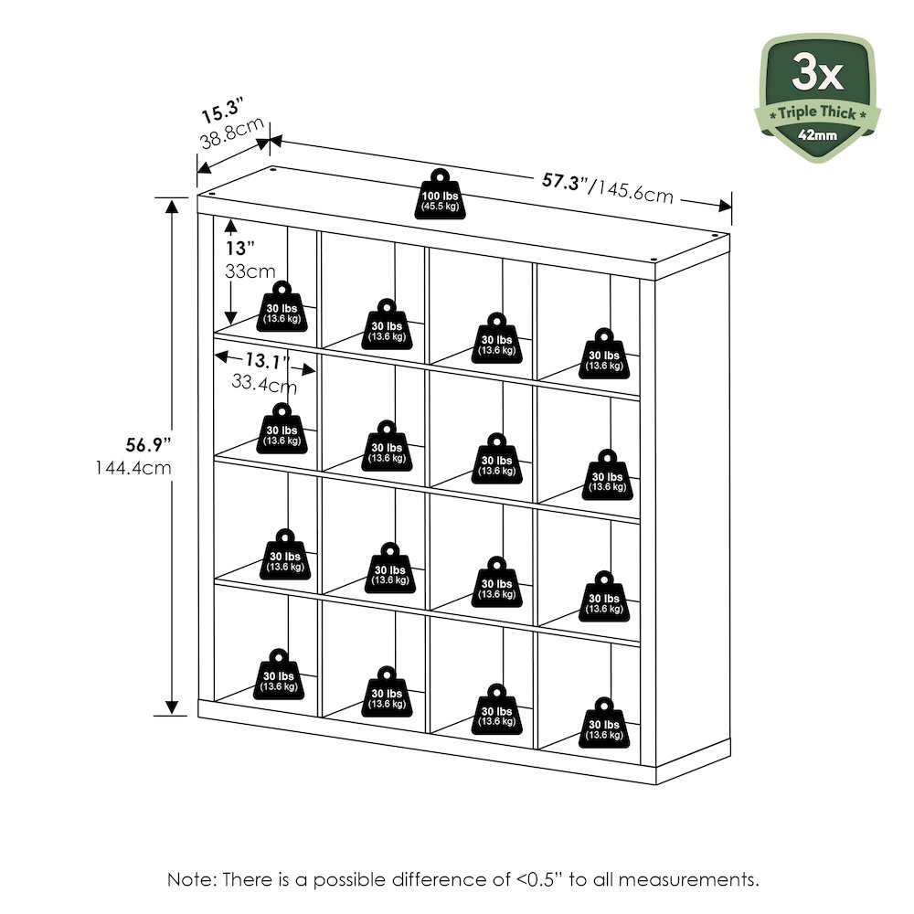 8-Cube Horizontal Bookcase, Bookshelf, Storage Organizer, 35 Width, Espresso. Picture 6