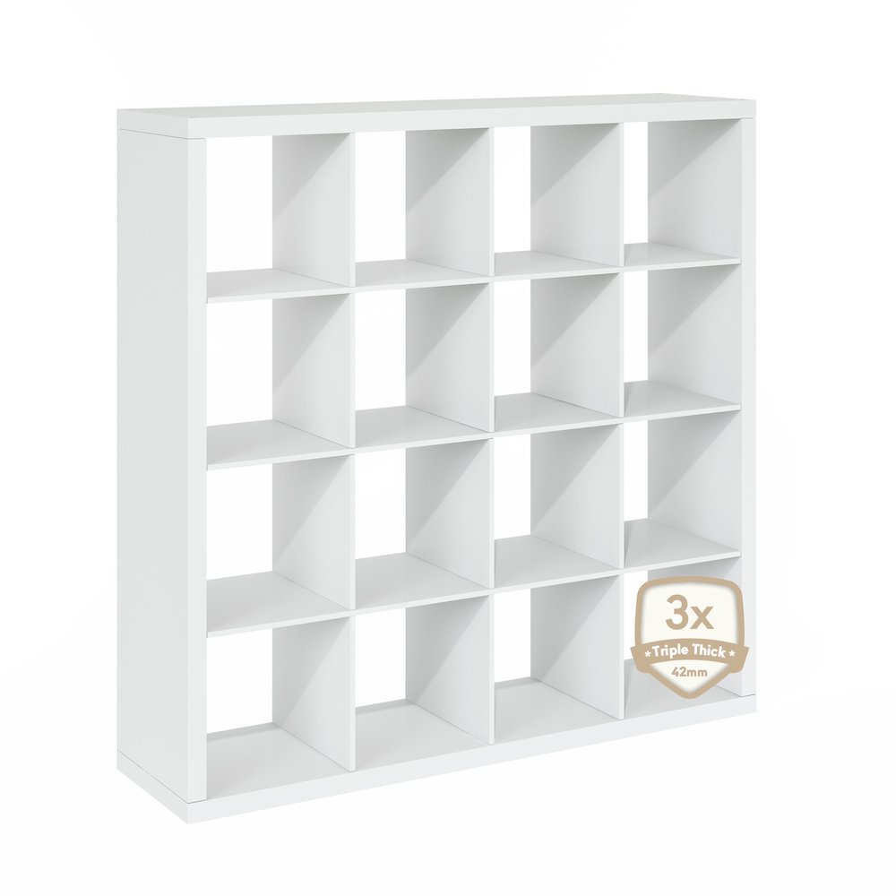 16-Cube Bookshelf, Triple Thick Frame Cube Storage Organizer, Plain White. Picture 8