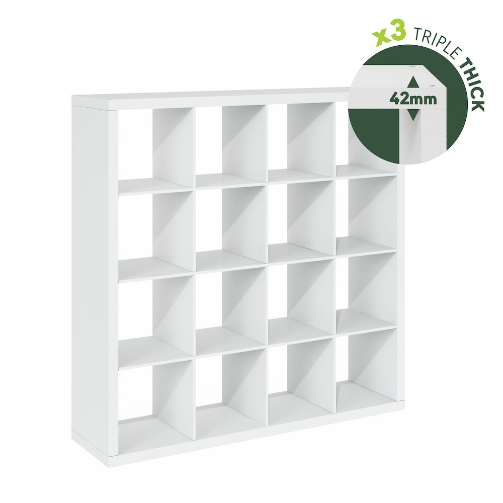 16-Cube Bookshelf, Triple Thick Frame Cube Storage Organizer, Plain White. Picture 9