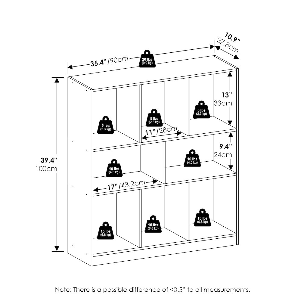 8-Cube Horizontal Bookcase, Bookshelf, Storage Organizer, 35 Width, Espresso. Picture 3