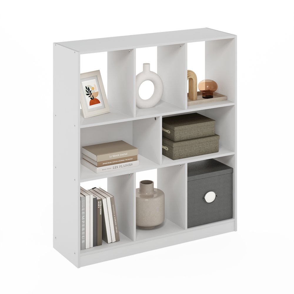 Daly 8-Cube Horizontal Bookcase, Bookshelf, Storage Organizer, 35 Width, White. Picture 5