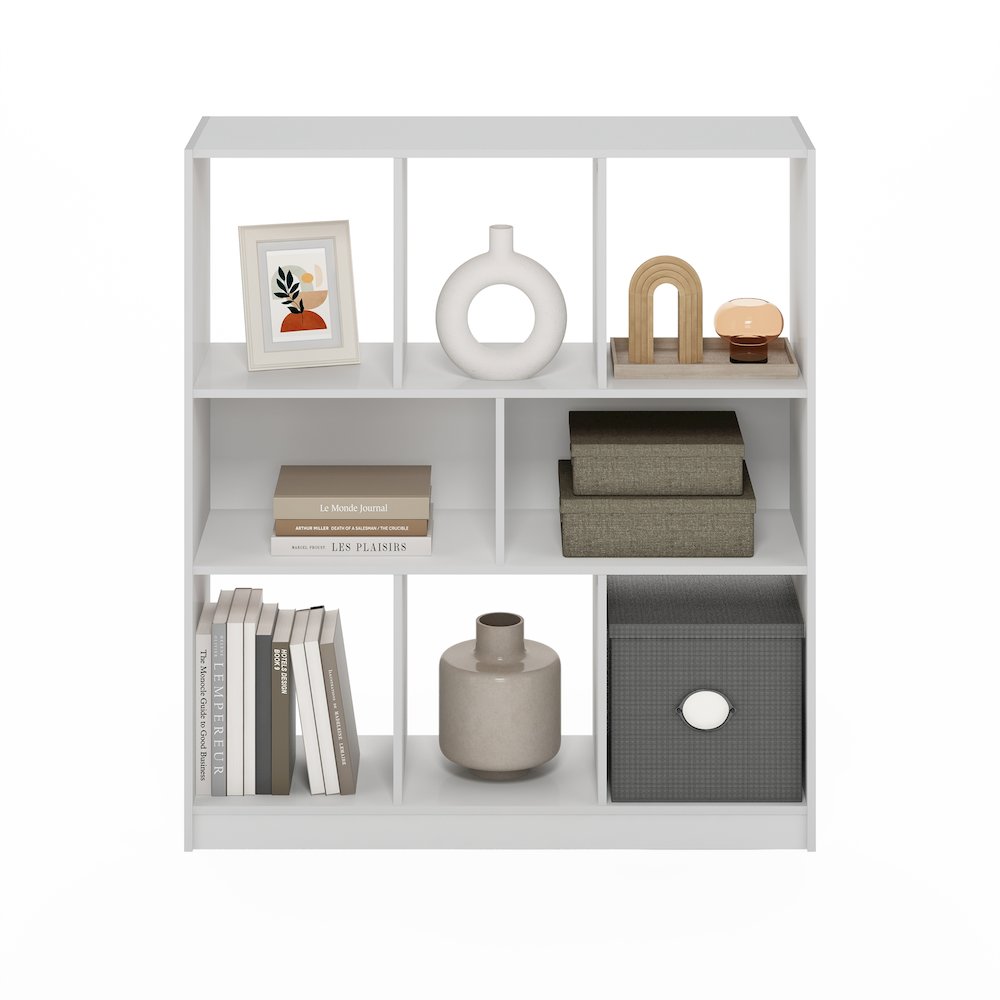 Daly 8-Cube Horizontal Bookcase, Bookshelf, Storage Organizer, 35 Width, White. Picture 6
