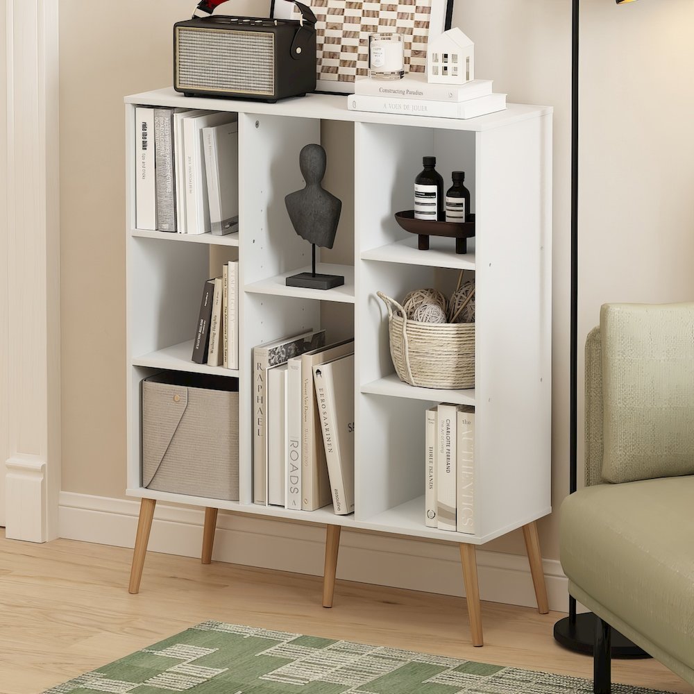 Claude Mid Century Style 8-Cube Bookcase, Bookshelf, Storage Organizer. Picture 2