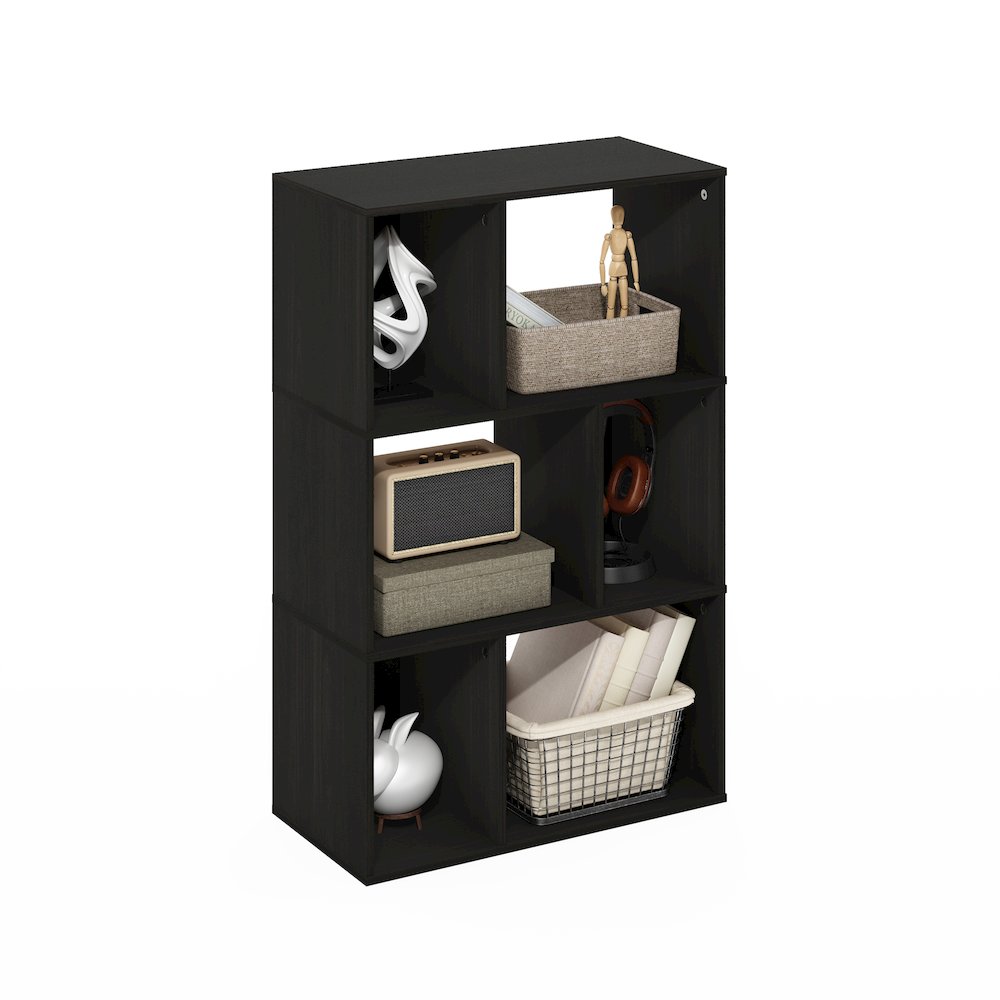 Daly 6-Cube Irregular Cubes Bookcase, Bookshelf, Storage Organizer, Espresso. Picture 5