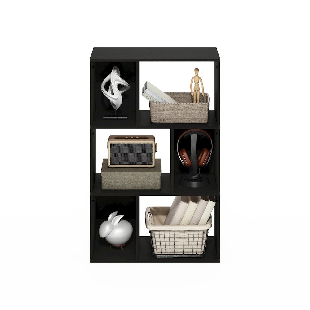 Daly 6-Cube Irregular Cubes Bookcase, Bookshelf, Storage Organizer, Espresso. Picture 6