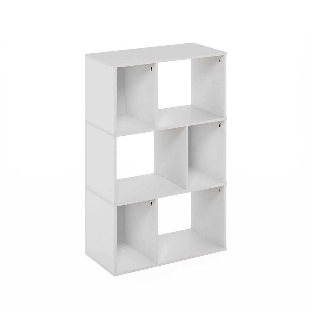 Daly 6-Cube Irregular Cubes Bookcase, Bookshelf, Storage Organizer, White. Picture 1