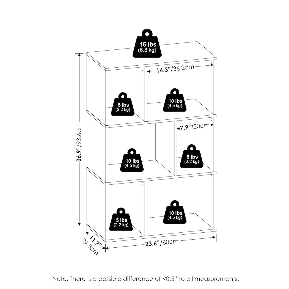 Daly 6-Cube Irregular Cubes Bookcase, Bookshelf, Storage Organizer, White. Picture 3