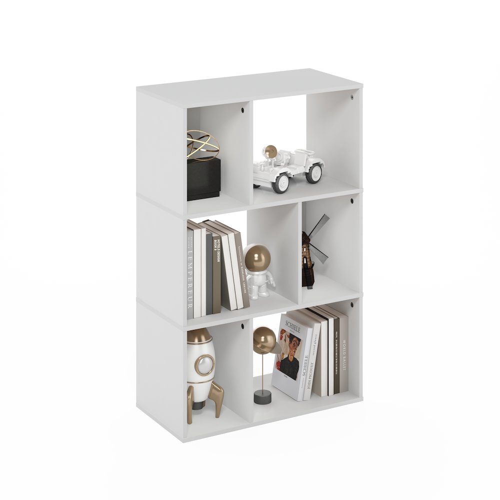 Daly 6-Cube Irregular Cubes Bookcase, Bookshelf, Storage Organizer, White. Picture 5