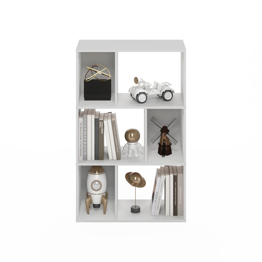Daly 6-Cube Irregular Cubes Bookcase, Bookshelf, Storage Organizer, White. Picture 6
