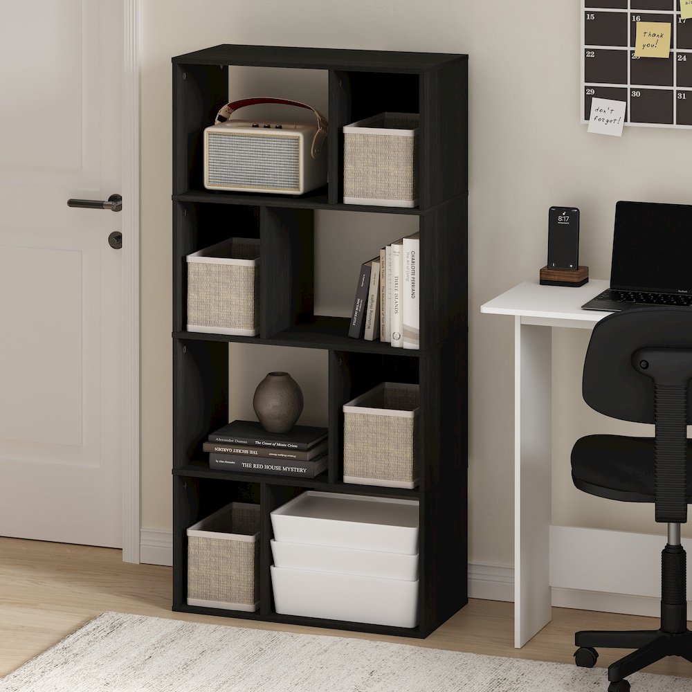 Daly 8-Cube Irregular Cubes Bookcase, Bookshelf, Storage Organizer, Espresso. Picture 2