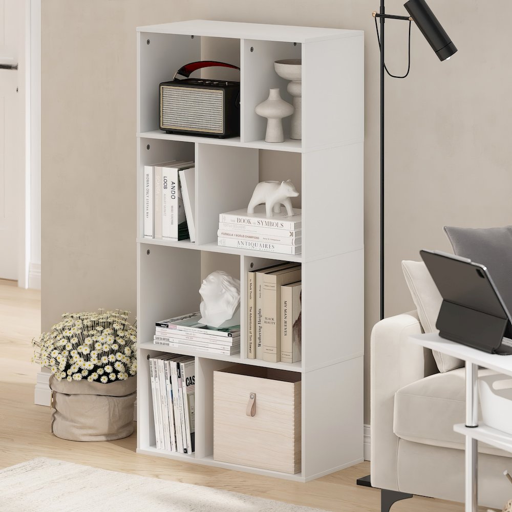 Daly 8-Cube Irregular Cubes Bookcase, Bookshelf, Storage Organizer, White. Picture 2