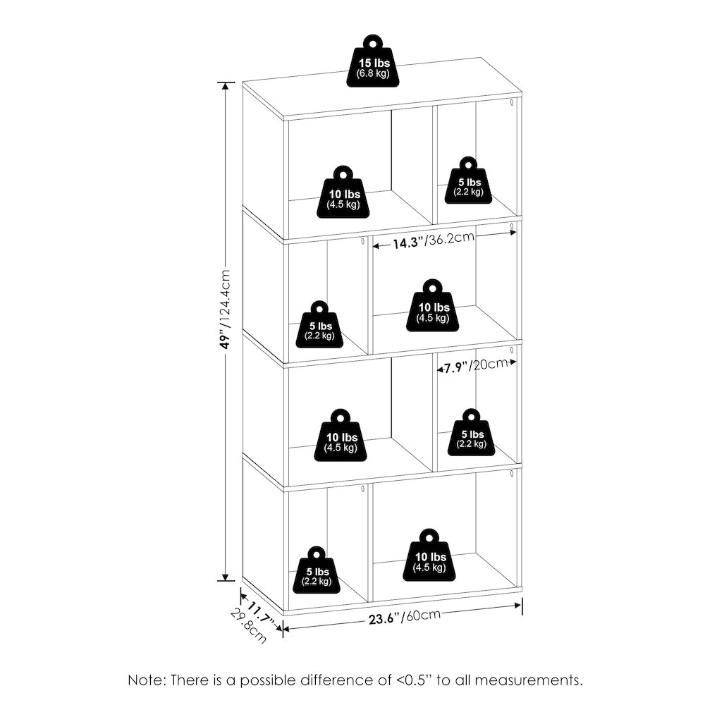 Daly 8-Cube Irregular Cubes Bookcase, Bookshelf, Storage Organizer, White. Picture 3