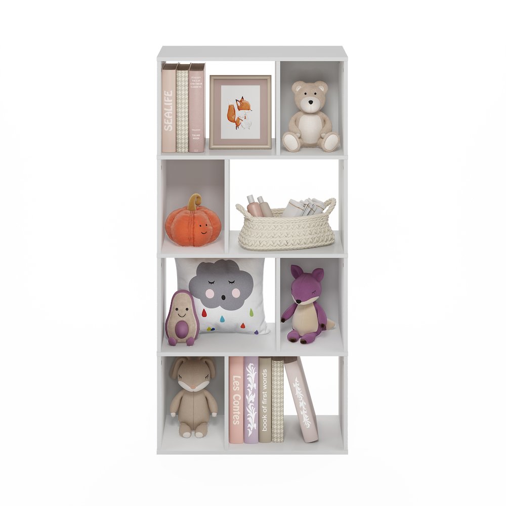Daly 8-Cube Irregular Cubes Bookcase, Bookshelf, Storage Organizer, White. Picture 6