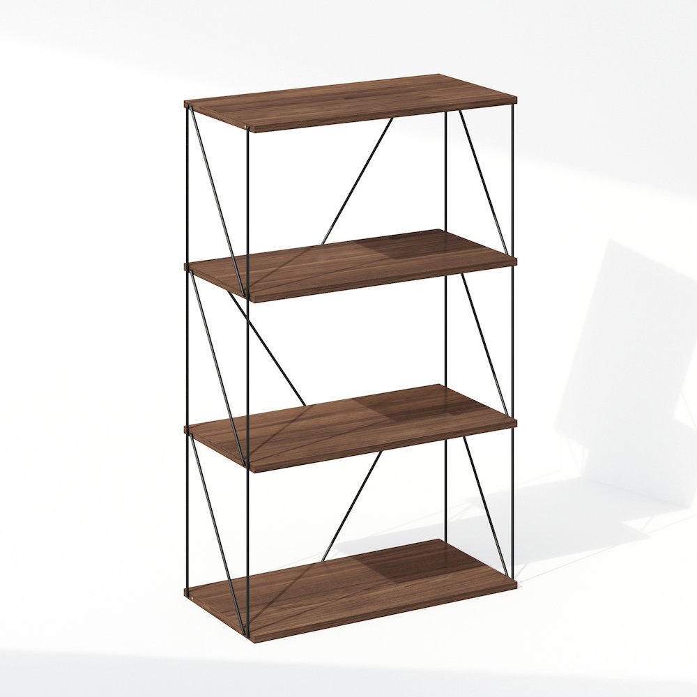 Rata 4-Tier Industrial Multipurpose Flat Base Bookshelf, Bookcase. Picture 1