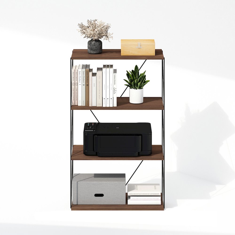 Rata 4-Tier Industrial Multipurpose Flat Base Bookshelf, Bookcase. Picture 5