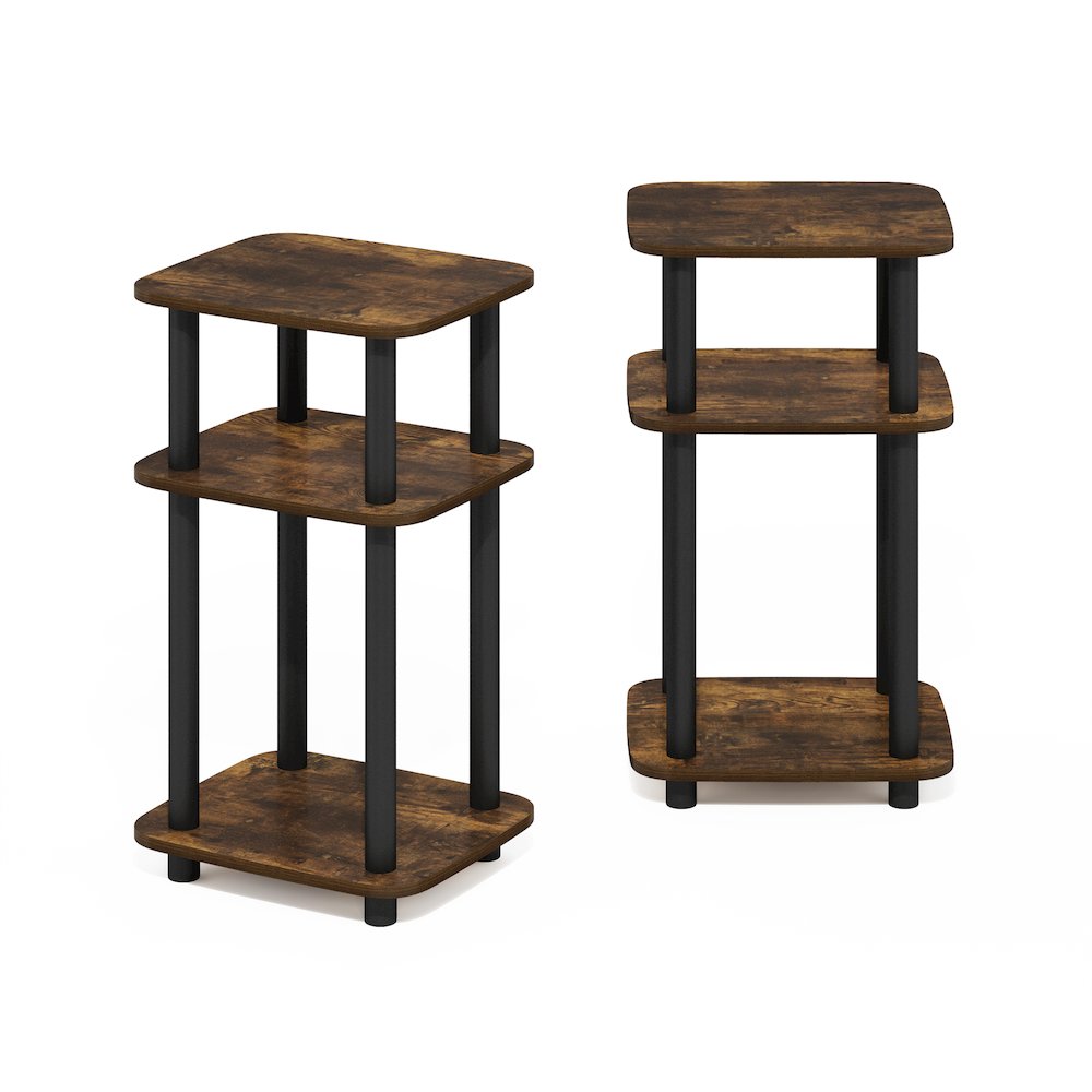 Just 3-Tier Turn-N-Tube Curve End Table, Side Table, 2-Pack, Amber Pine/Black. Picture 4