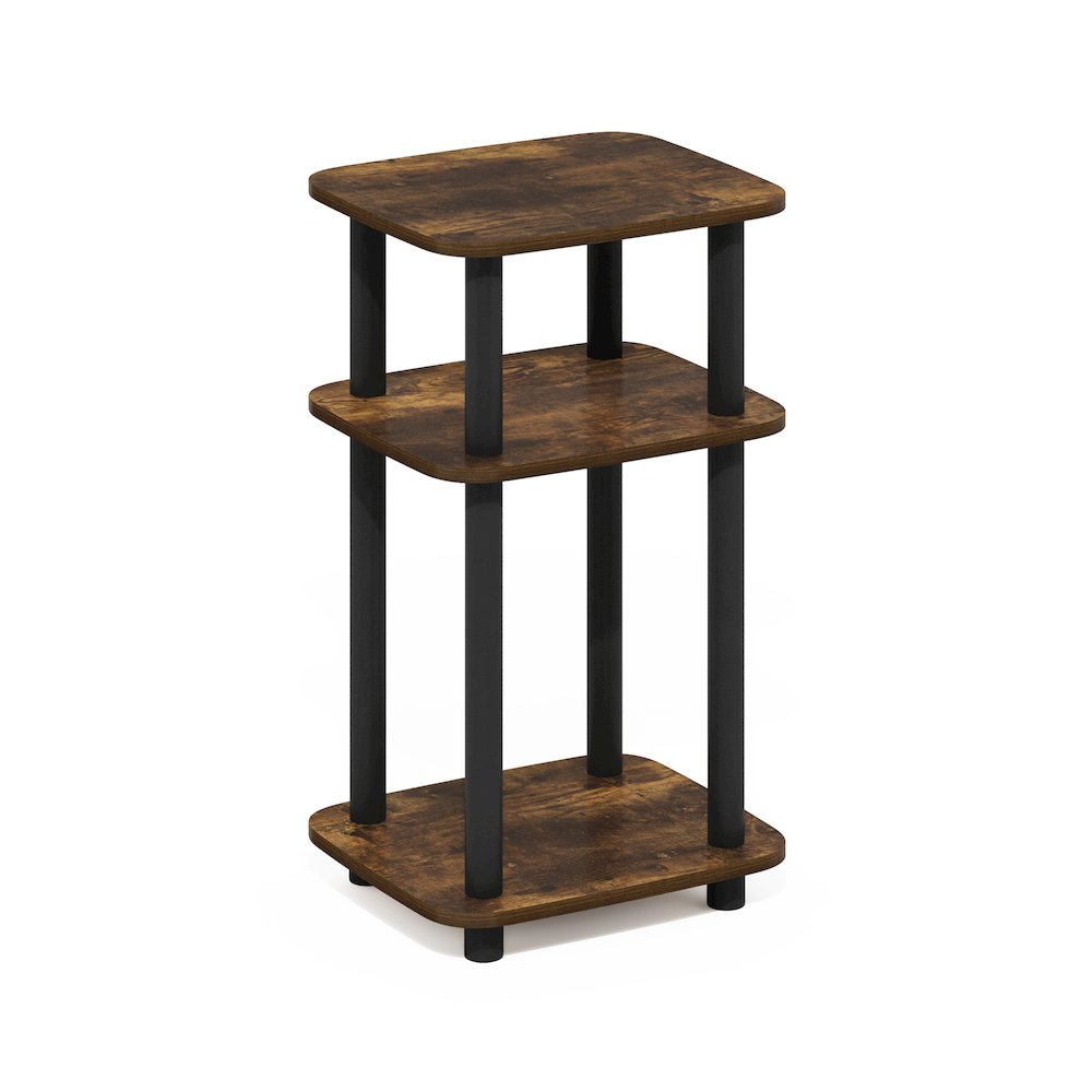 Just 3-Tier Turn-N-Tube Curve End Table, Side Table, 1-Pack, Amber Pine/Black. Picture 1
