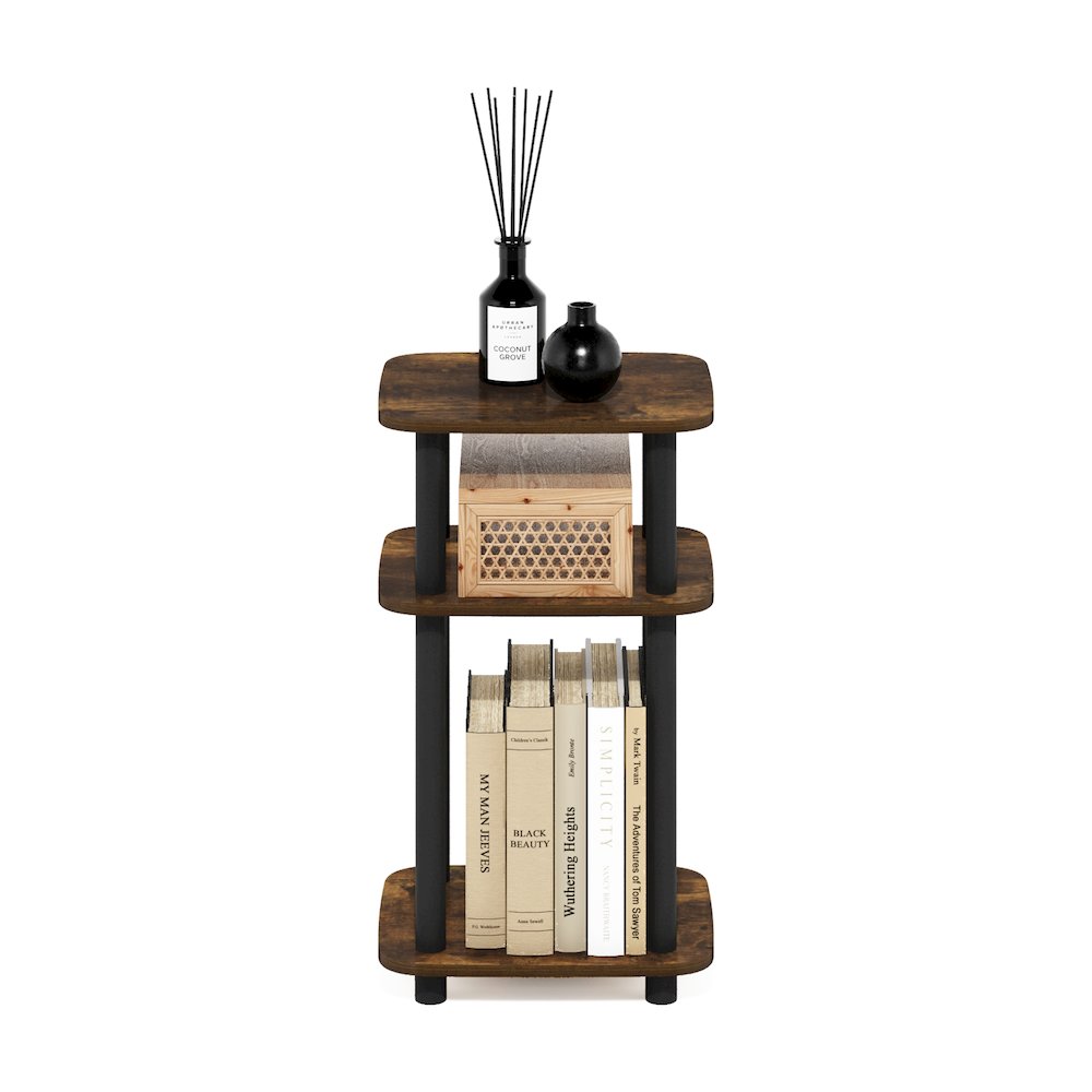 Just 3-Tier Turn-N-Tube Curve End Table, Side Table, 1-Pack, Amber Pine/Black. Picture 6