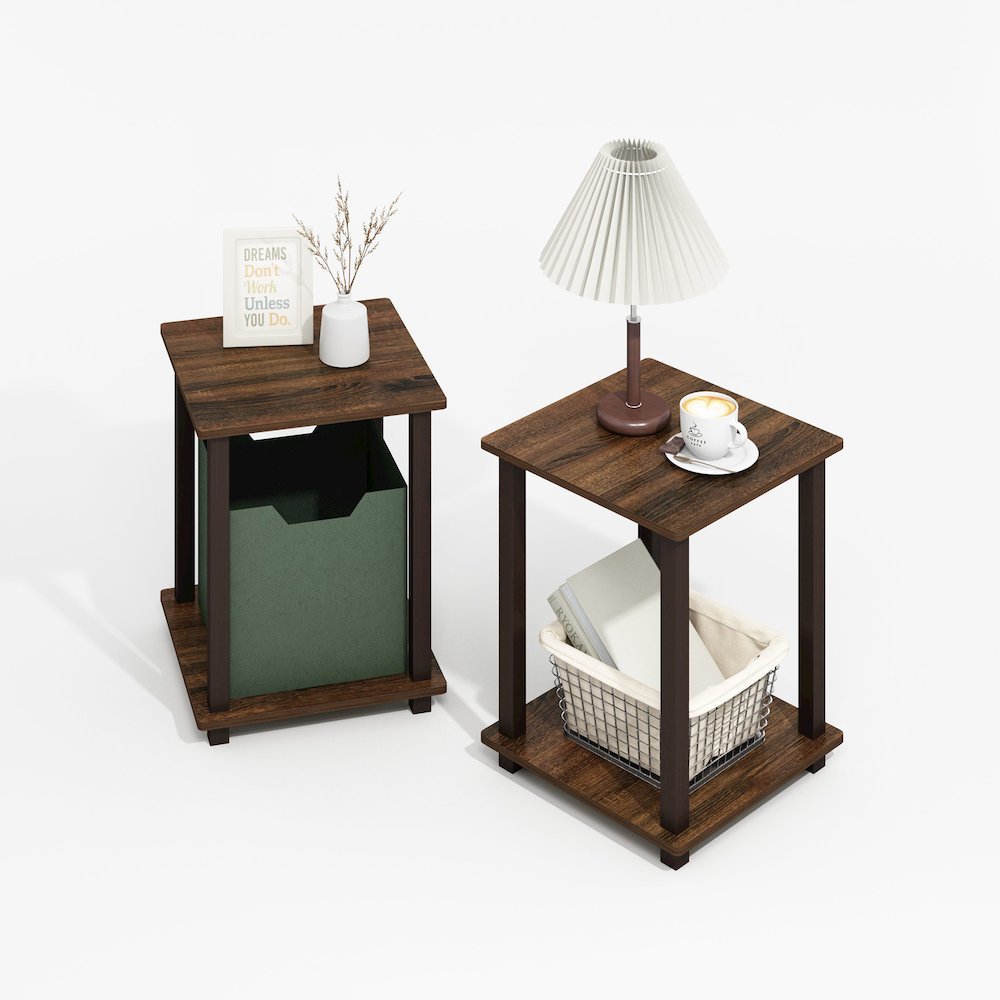 Simplistic End Table, Set of Two, Black Walnut/Brown. Picture 4