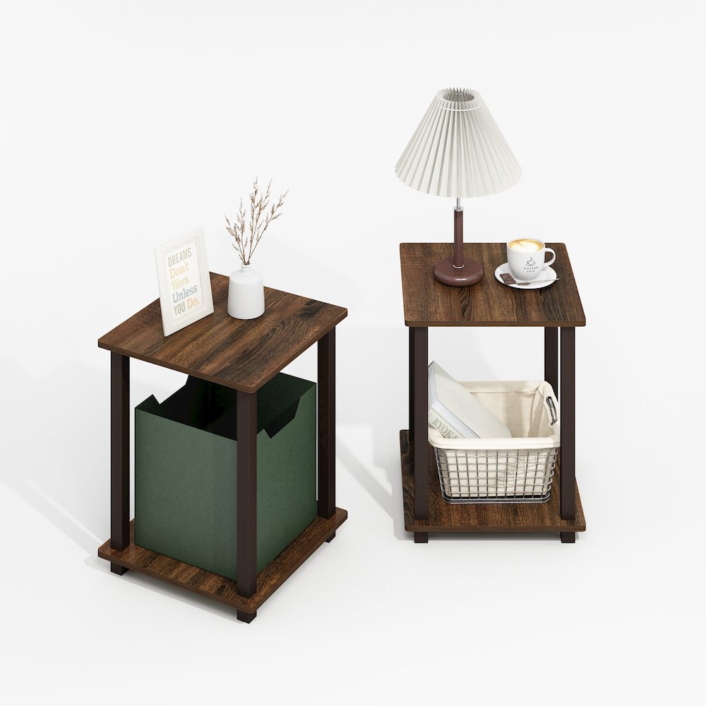 Simplistic End Table, Set of Two, Black Walnut/Brown. Picture 5