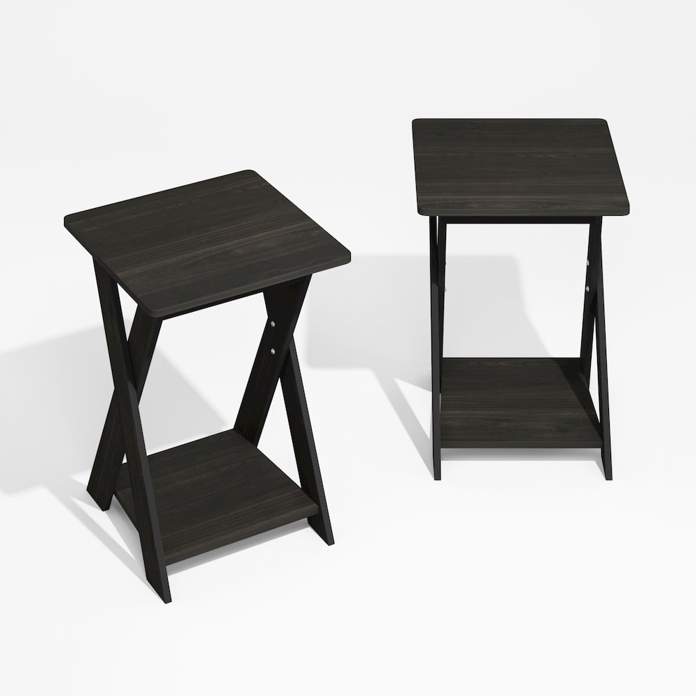Modern Simplistic Criss-Crossed End Table, Black Espresso, Set of 2. Picture 3