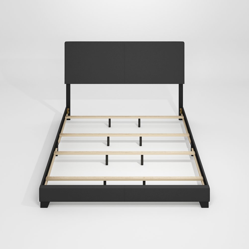 Pessac Upholstered PU Leather Bed Frame, Plain Black, California King. Picture 3
