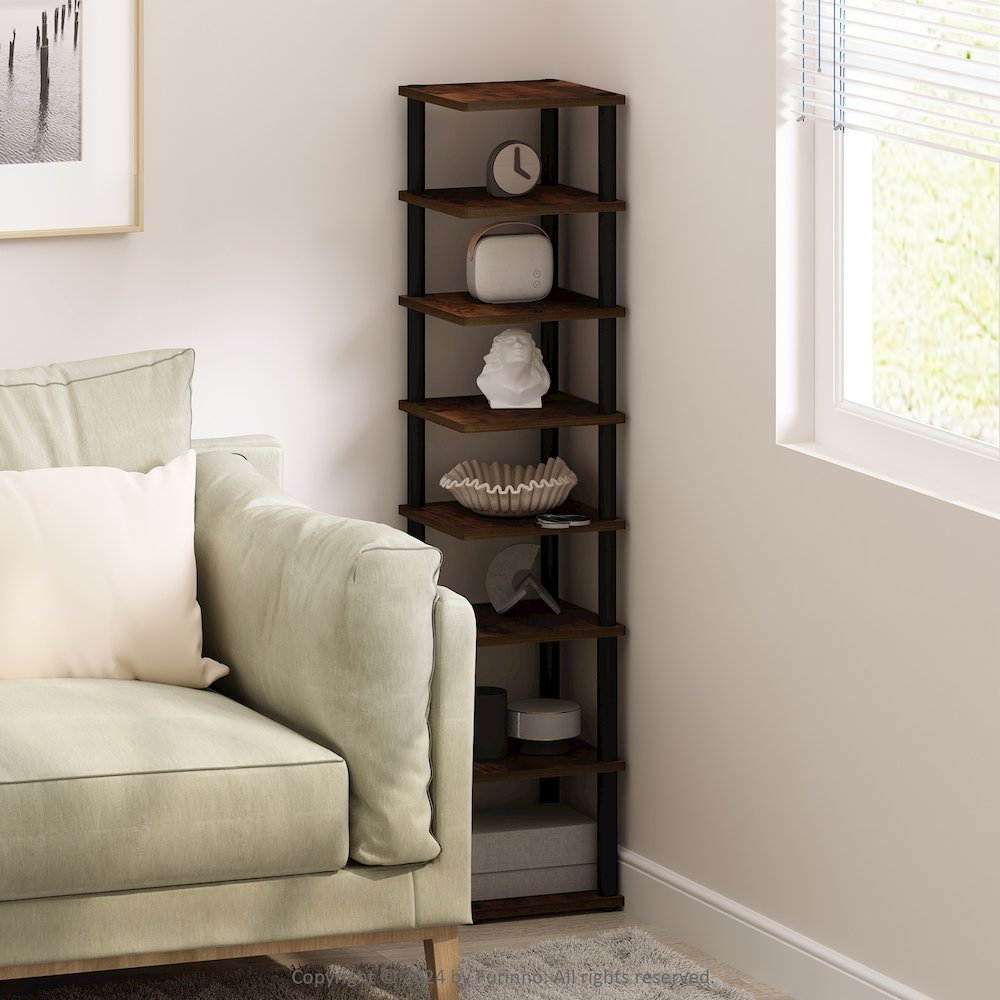 Turn-N-Tube 8-Tier Vertical Space Saving Free Standing Corner Shelf. Picture 6