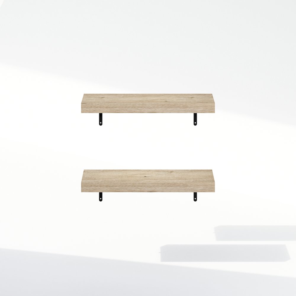 Tanna 22-Inch Wall Mounted Bathroom Floating Display Shelves, Natural, Set of 2. Picture 3