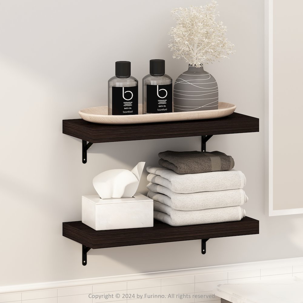 Tanna 22-Inch Wall Mounted Bathroom Floating Display Shelves, Set of 2. Picture 6