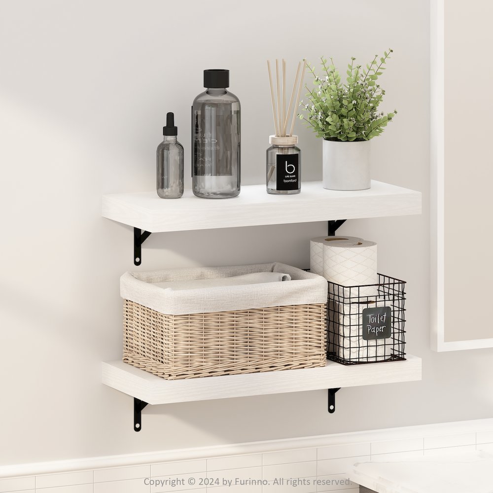 Tanna 22-Inch Wall Mounted Bathroom Floating Display Shelves, Set of 2. Picture 6