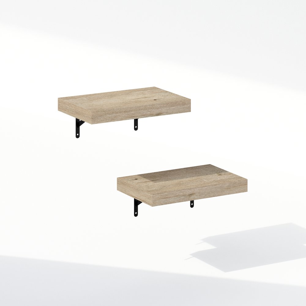 Tanna 15-Inch Wall Mounted Bathroom Floating Display Shelves, Natural, Set of 2. Picture 1