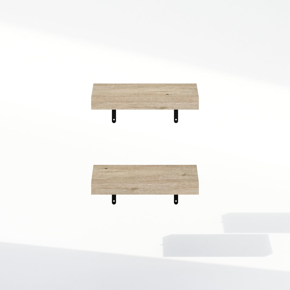 Tanna 15-Inch Wall Mounted Bathroom Floating Display Shelves, Natural, Set of 2. Picture 3