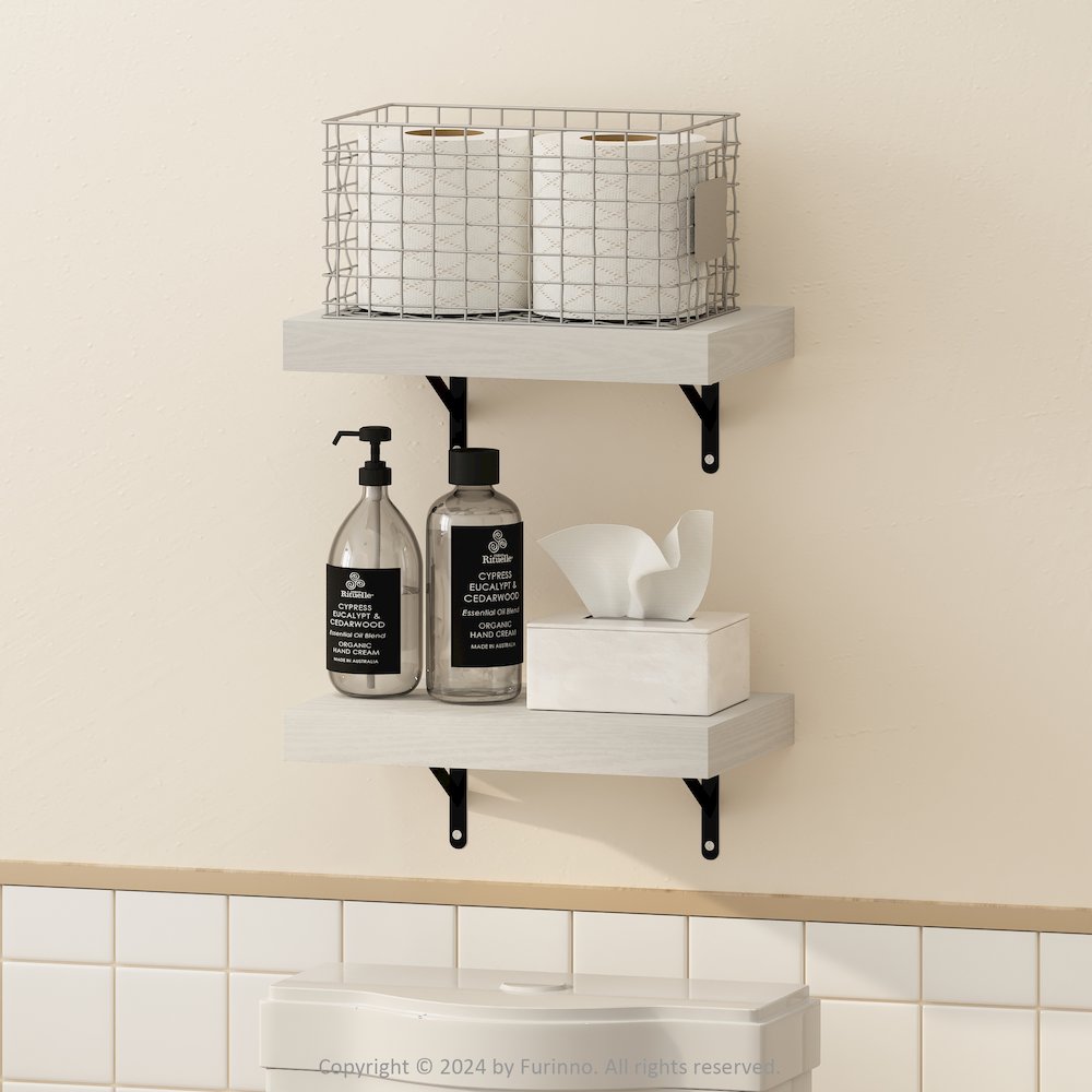 Tanna 15-Inch Wall Mounted Bathroom Floating Display Shelves, Set of 2. Picture 6