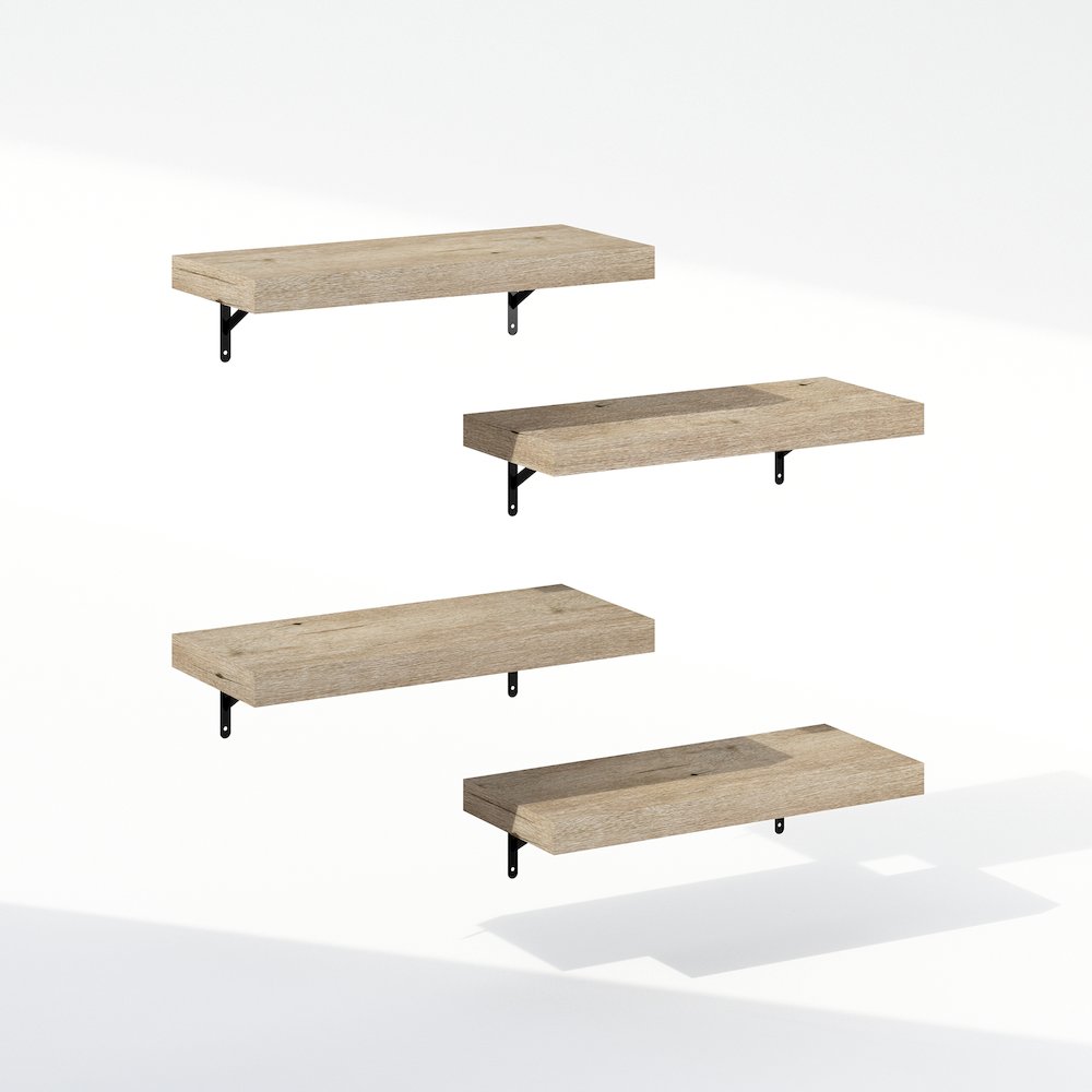 Tanna 22-Inch Wall Mounted Bathroom Floating Display Shelves, Natural, Set of 4. Picture 1