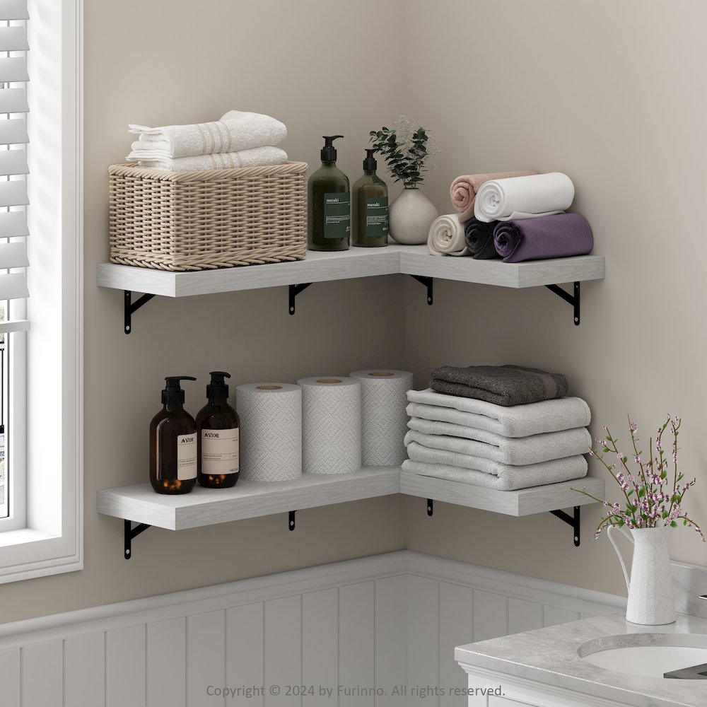 Tanna 22-Inch Wall Mounted Bathroom Floating Display Shelves, Set of 4. Picture 6