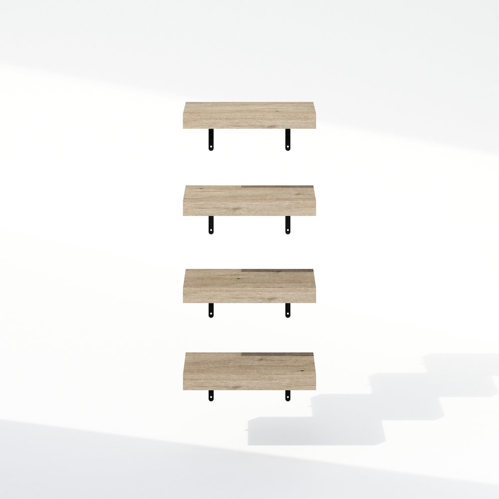 Tanna 15-Inch Wall Mounted Bathroom Floating Display Shelves, Natural, Set of 4. Picture 3